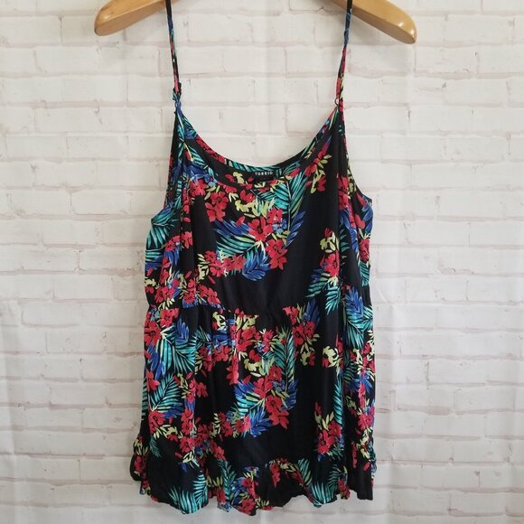 torrid Tops - Torrid Top Womens 2XL Floral Adjustable Spaghetti Strap Peplum Flowy Sheer Beach